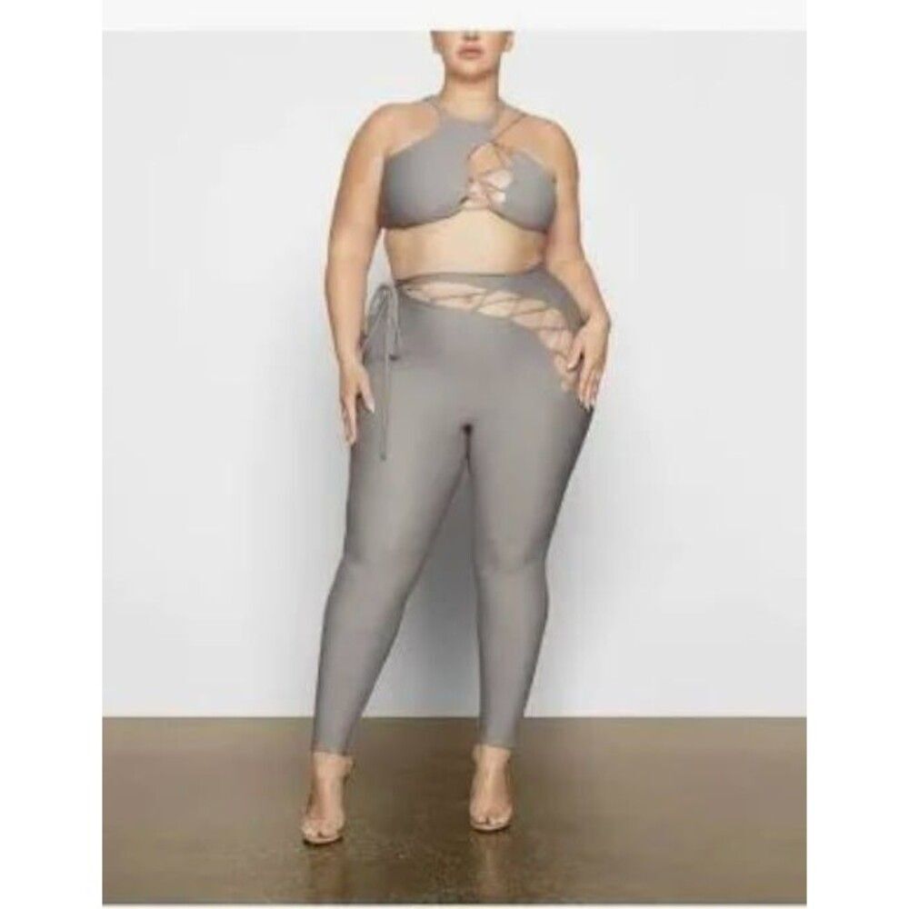 Skims Lace Up Leggings Chrome